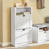SoBuy FSR87-K-W Armoire à Chaussures 2 Abattants et Compartiment Ouvert pour Entrée Couloir, Blanc
