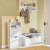SoBuy Eșarfă cu 2 uși și 4 rafturi, cu compartiment suplimentar pentru încălțăminte, culoare: alb, dimensiuni: 60x24x110 cm fsr87-k-w
