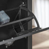 SoBuy Eșarfă cu 2 uși și 4 rafturi, cu compartiment suplimentar pentru încălțăminte, culoare: negru, L80*P24*A110, FSR87-SHH