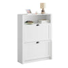 SoBuy FSR87-W Dulap de pantofi cu 2 uși rabatabile și compartiment deschis pentru hol – 80x24x110 cm, Alb