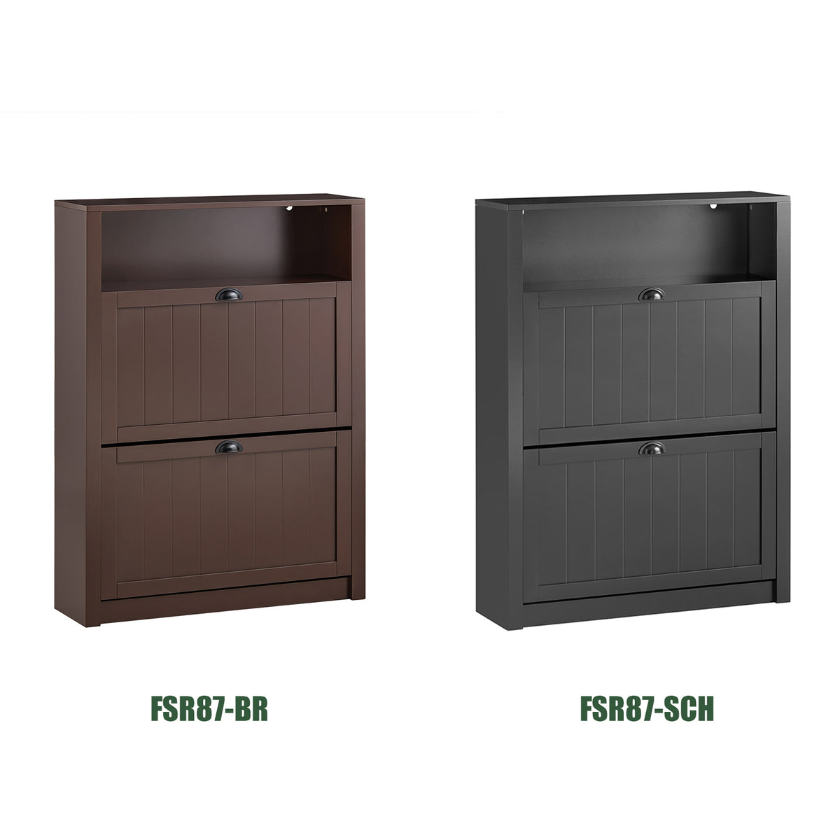 SoBuy FSR87-BR Dulap de pantofi, Comodă pantofi cu 2 sertare rabatabile și compartiment