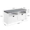 SoBuy FSR90-W Banc pentru Pantofi cu 2 Sertare și Șezut pentru Hol Intrare – 110x35x47 cm, Alb