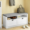 SoBuy FSR90-W Banc pentru Pantofi cu 2 Sertare și Șezut pentru Hol Intrare – 110x35x47 cm, Alb