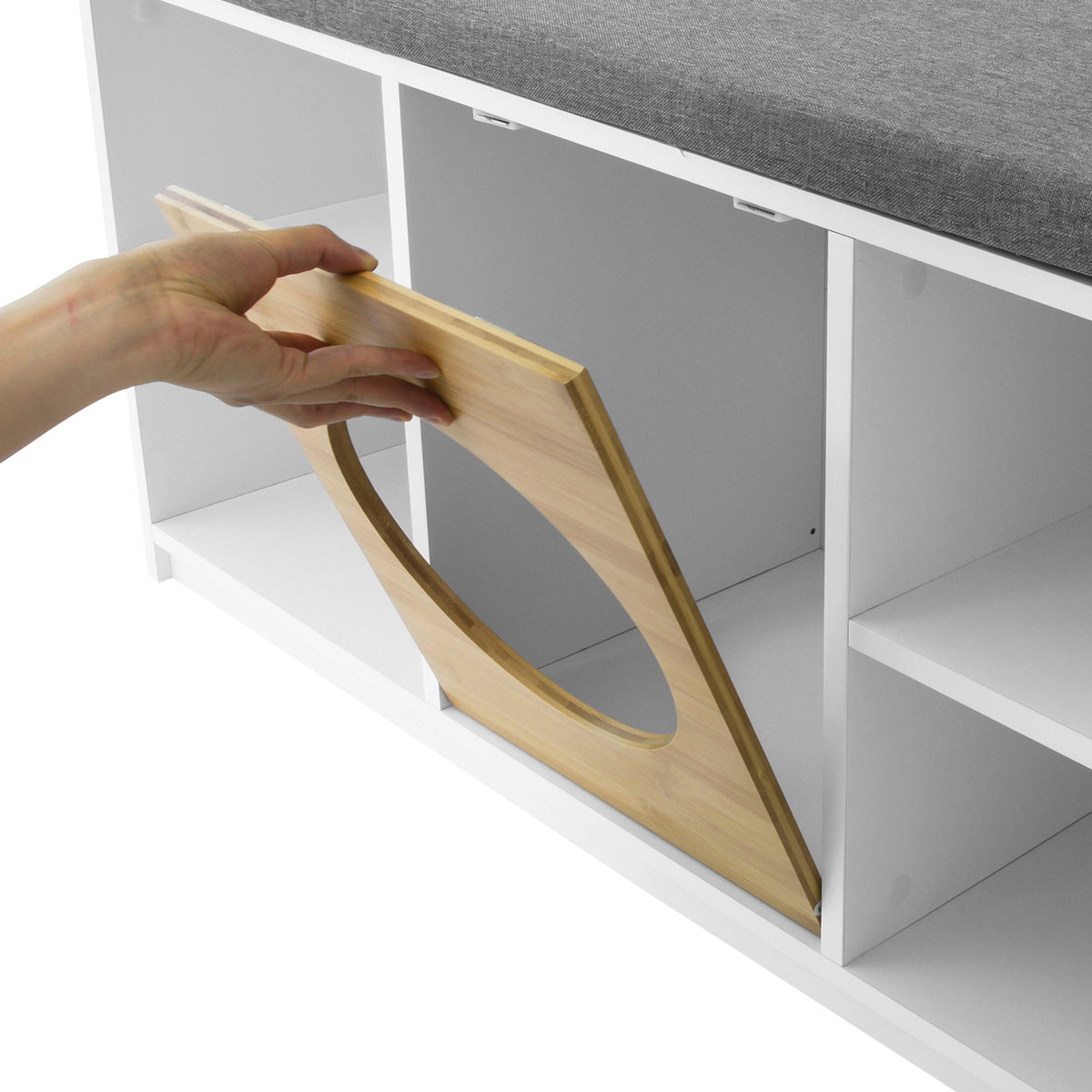 SoBuy FSR91-W Banc de Rangement pour Enfant Coffre à jouets Banc à Chaussures avec Maison de Chat Commode à Chaussures avec Coussin d'assise