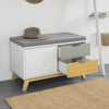 SoBuy FSR92-W Banchetă pentru Pantofi cu Pernă Căptușită, 2 Sertare și 1 Ușă pentru Intrare – 80x38x51 cm, Alb