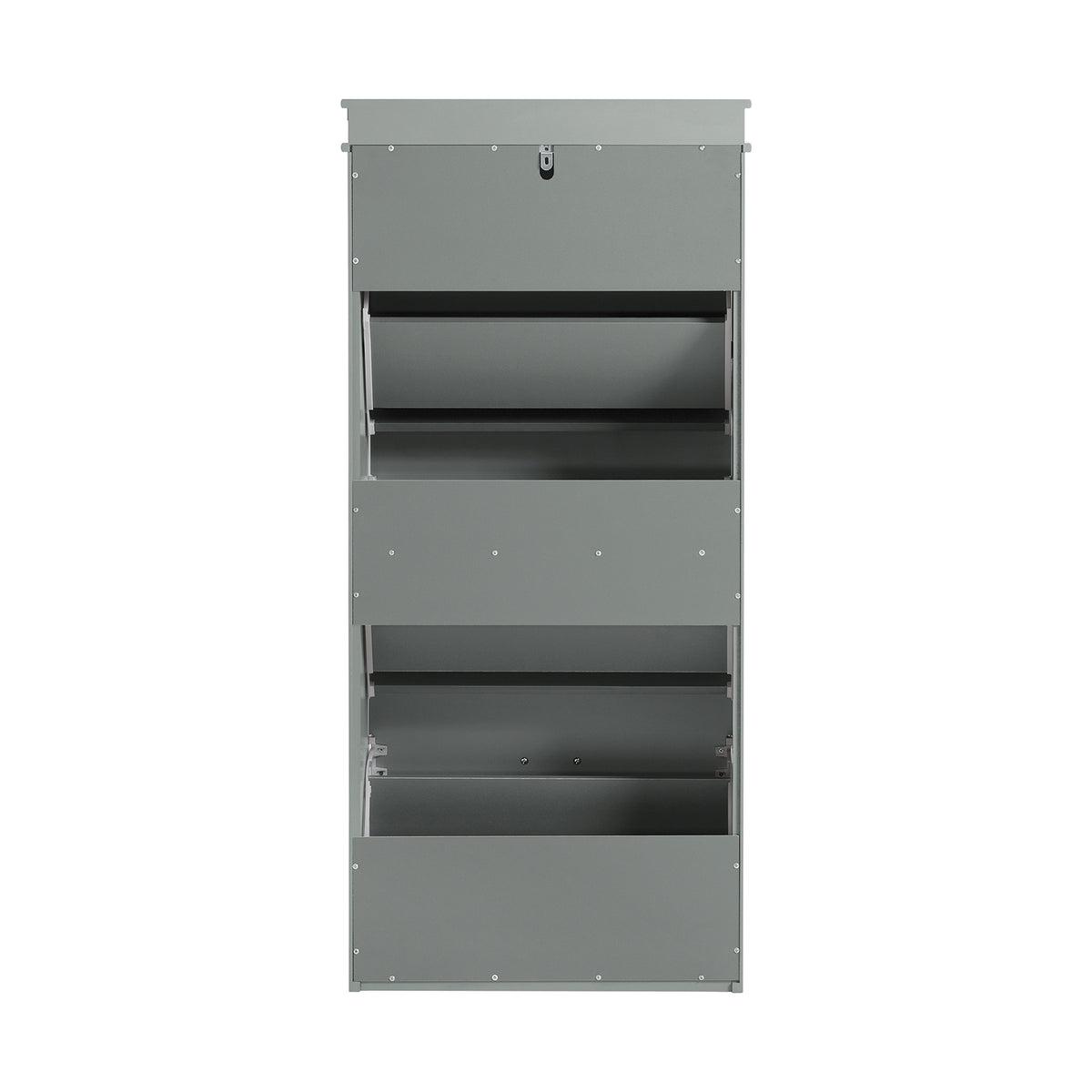 SoBuy FSR94-HG Armoire à Chaussures Slim 24 cm à 3 Abattants – 12 Paires – Dos Ventilé – Bois FSC – Gris