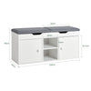SoBuy FSR96-W Banc pentru Pantofi cu Pernă Căptușită, 2 Uși, 3 Rafturi Ajustabile – Organizator de Pantofi Modern pentru Mobilierul de Intrare – 150kg – Alb 100x34x47cm