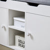 SoBuy FSR96-W Banc pentru Pantofi cu Pernă Căptușită, 2 Uși, 3 Rafturi Ajustabile – Organizator de Pantofi Modern pentru Mobilierul de Intrare – 150kg – Alb 100x34x47cm