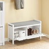 SoBuy FSR97-W Banc pentru Pantofi cu Pernă Căptușită și Rafturi, Mobilier de Hol – 91x30x50 cm, Alb