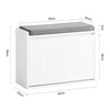 SoBuy FSR16-SCH Banc pentru pantofi cu 1 clapetă și pernă căptușită, Ladă de depozitare pentru hol – 60x30x48 cm, Alb