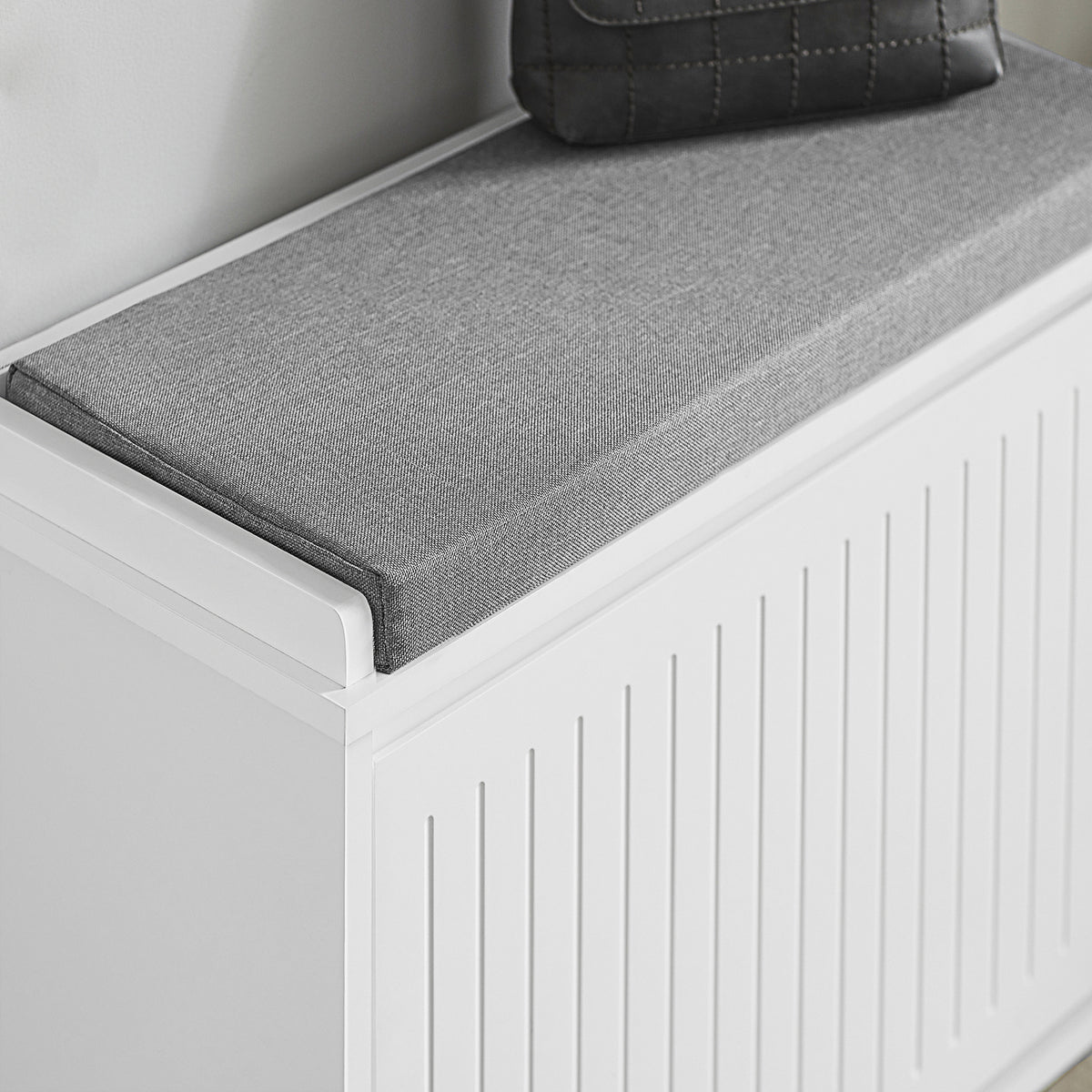 SoBuy FSR16-SCH Banc pentru pantofi cu 1 clapetă și pernă căptușită, Ladă de depozitare pentru hol – 60x30x48 cm, Alb