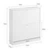 SoBuy FSR99-W Dulap de Pantofi cu 2 Compartimente Rabatabile Ultra-Subțire 18cm, Spațiu de Depozitare pentru 8-10 Perechi pentru Hol – 76x18x78 cm, Alb