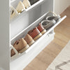 SoBuy FSR99-W Dulap de Pantofi cu 2 Compartimente Rabatabile Ultra-Subțire 18cm, Spațiu de Depozitare pentru 8-10 Perechi pentru Hol – 76x18x78 cm, Alb