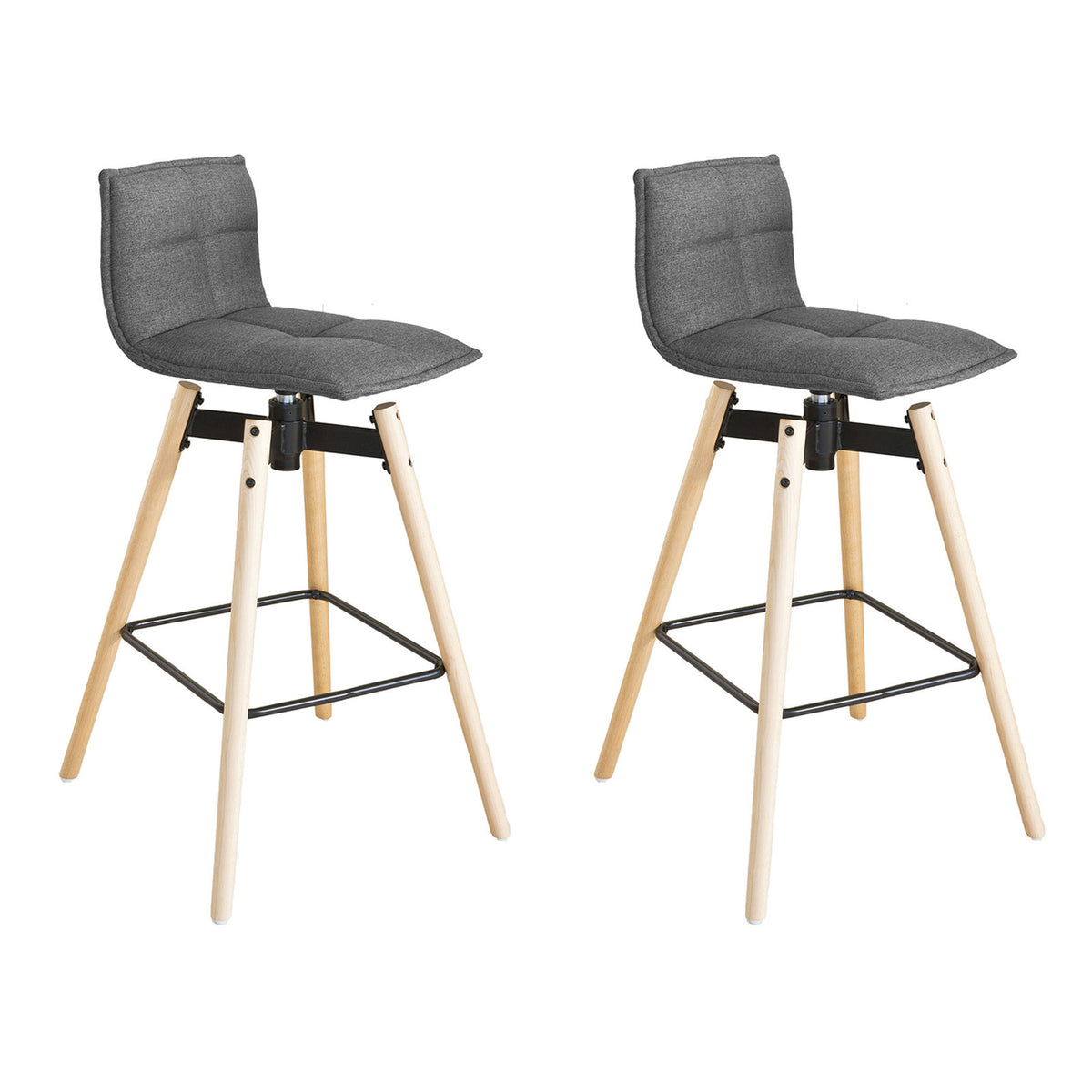 SoBuy FST45-DGx2 Lot de 2 Tabourets de Bar Cuisine rotatifs avec Dossier et Repose-Pieds