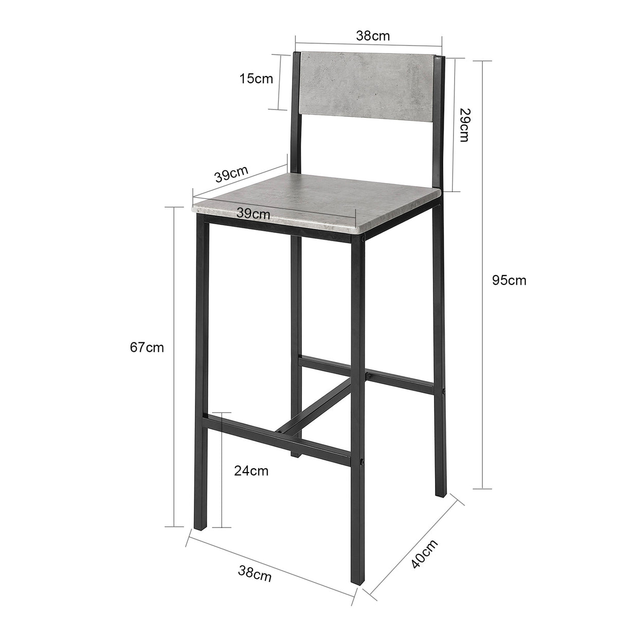 SoBuy FST53-HGx2 Set de 2 Scaune de Bar Scaune Înalte de Bucătărie Scaune de Bar