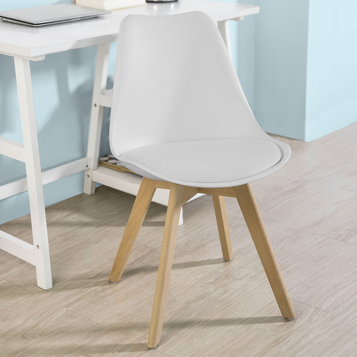 SoBuy FST58-W Scaun scandinav pentru bucătărie sufragerie cu șezut tapițat