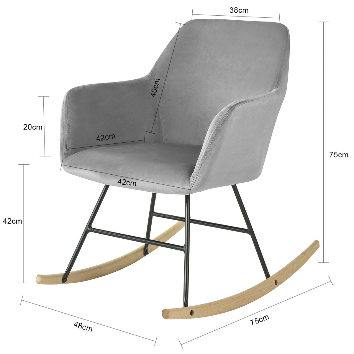 SoBuy FST68-DG Chaise à Bascule avec Accoudoirs Fauteuil de Relaxation Pieds