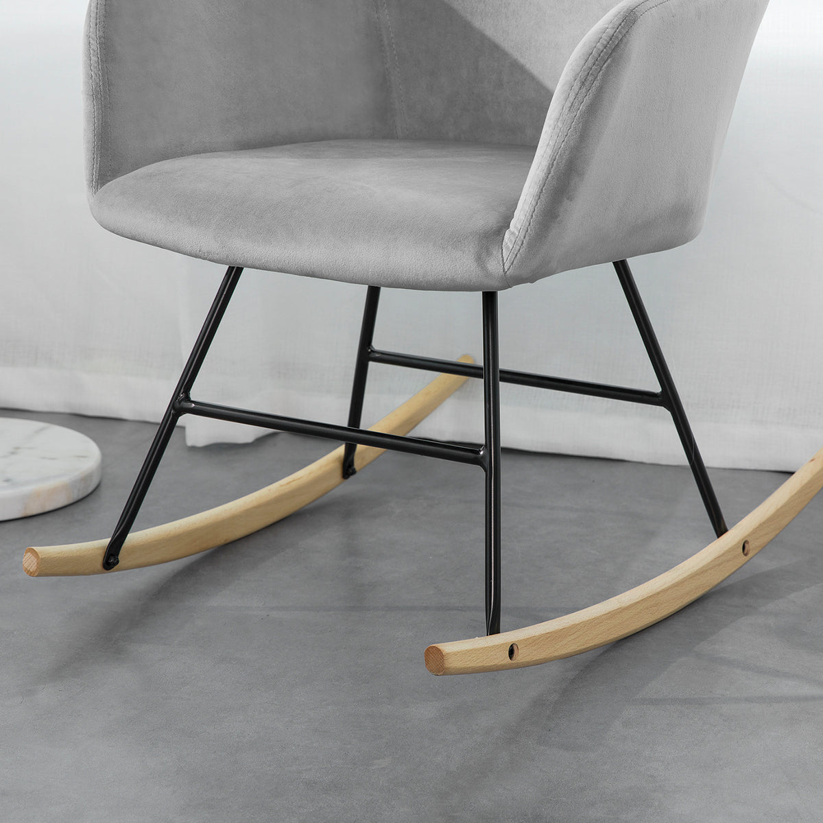 SoBuy FST68-DG Chaise à Bascule avec Accoudoirs Fauteuil de Relaxation Pieds