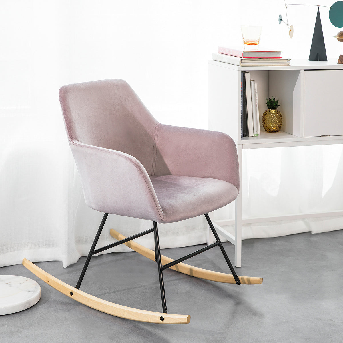 SoBuy FST68-P Scaun balansoar cu cotiere Fotoliu de relaxare Picioare