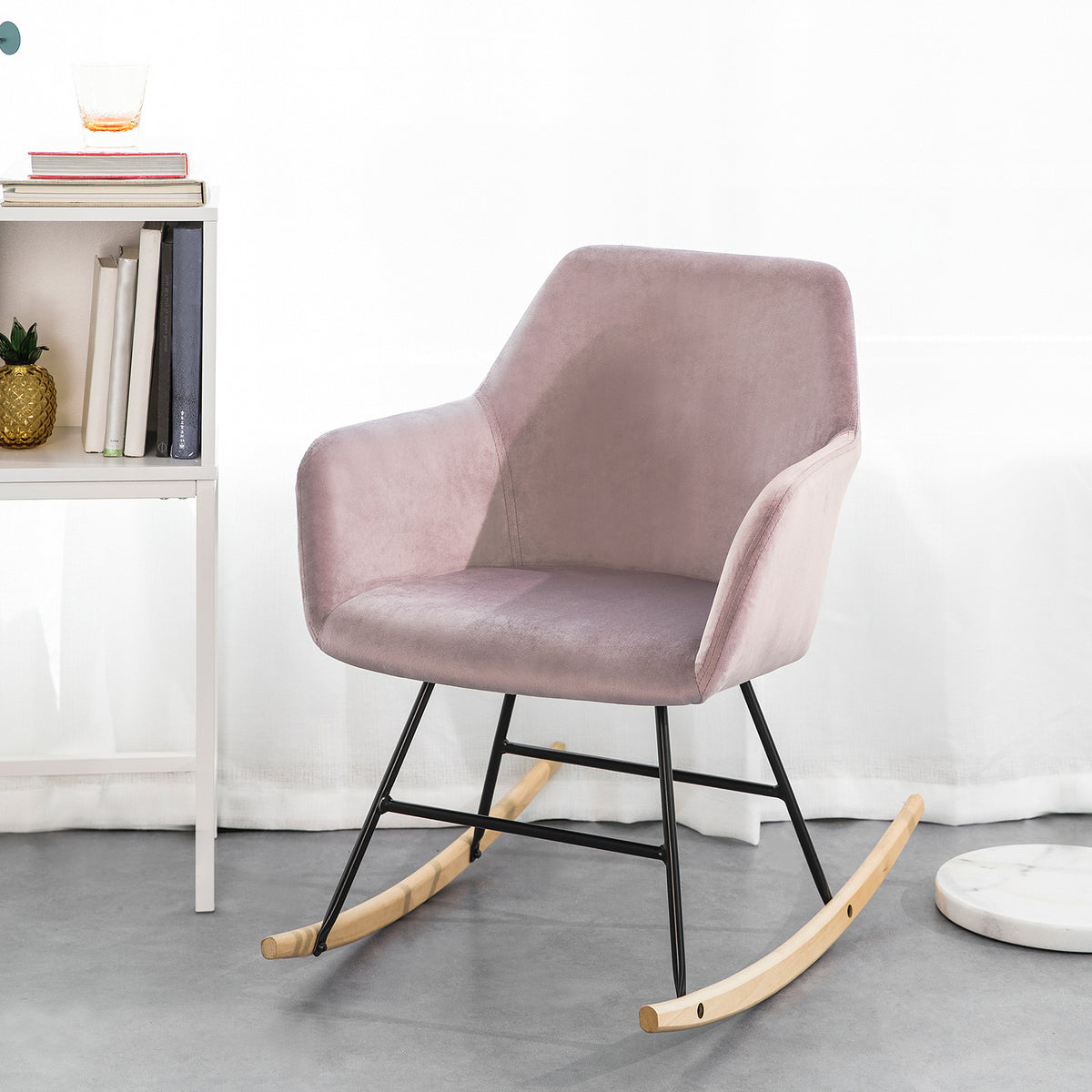 SoBuy FST68-P Scaun balansoar cu cotiere Fotoliu de relaxare Picioare