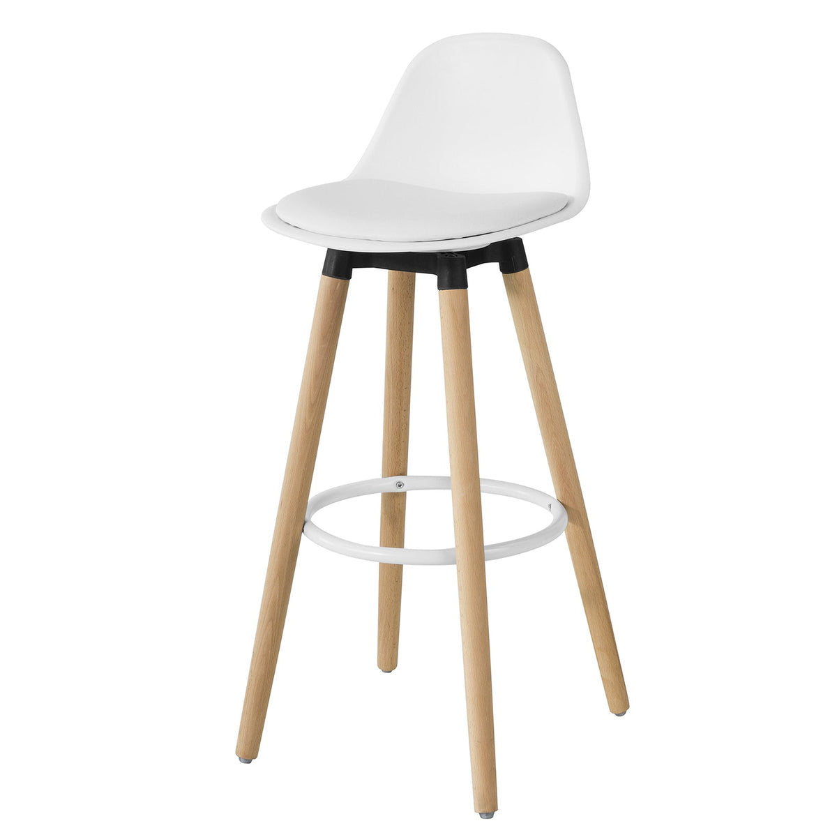 SoBuy FST70-W Tabouret de Bar avec Repose-Pieds et Dossier en Hêtre Blanc