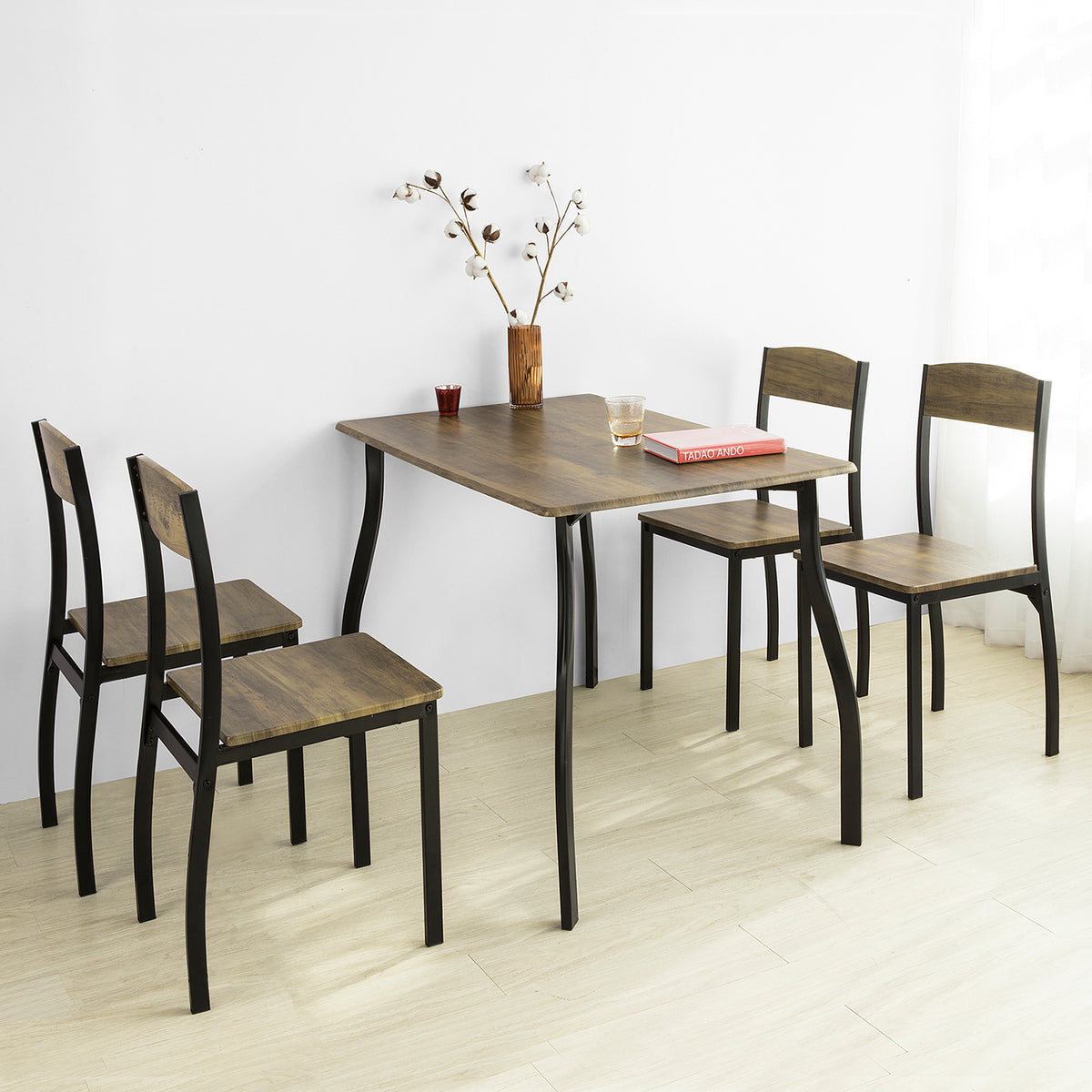 SoBuy FST73-Nx4 Set de 4 Scaune de Bucătărie din Metal Scaune de Sufragerie cu Spătar Scaun fără masă
