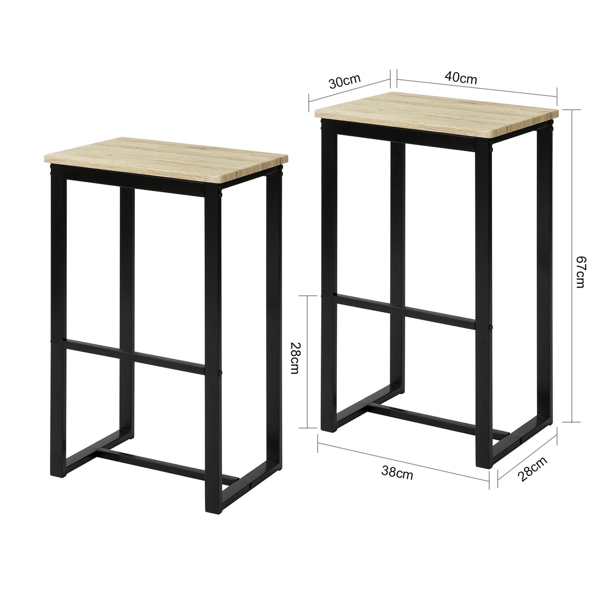 SoBuy FST74-Nx2 Set de 2 Scaune de Bar cu Suport pentru Picioare Scaun Înalt de Bar în Stil Industrial pentru Bucătărie, Sufragerie