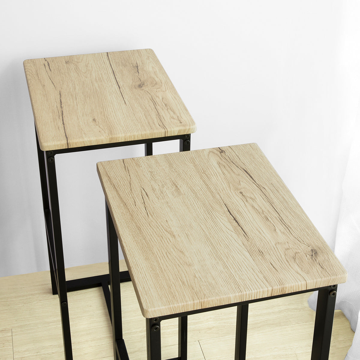 SoBuy FST74-Nx2 Set de 2 Scaune de Bar cu Suport pentru Picioare Scaun Înalt de Bar în Stil Industrial pentru Bucătărie, Sufragerie