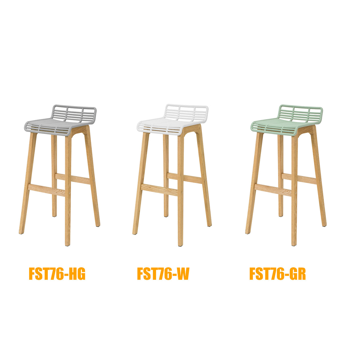 SoBuy FST76-GR Tabouret de Bar Design Chaise de Bar Cuisine avec Repose-Pieds Piètement en Bois de Chêne