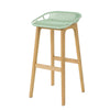 SoBuy FST77-GR Scaun de bar de design, Scaun de bar de bucătărie cu suport pentru picioare, Bază din lemn de stejar