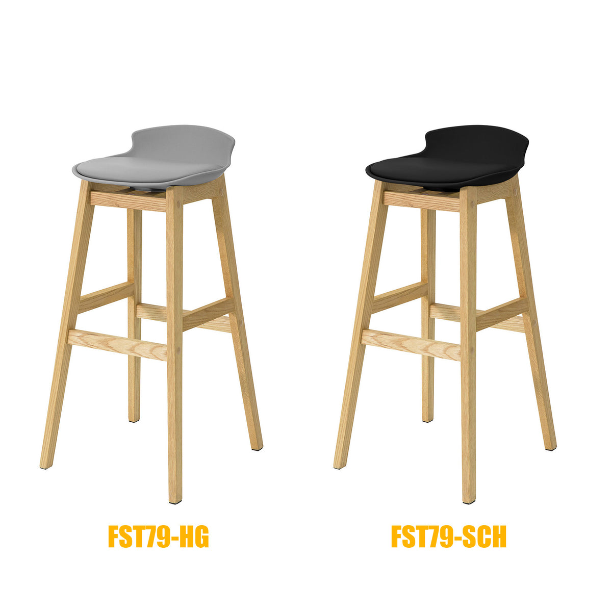 SoBuy FST79-SCH Tabouret de Bar Design Chaise Haute de Bar Cuisine avec Repose-Pieds et Piètement en Bois de Chêne Haute Qualité