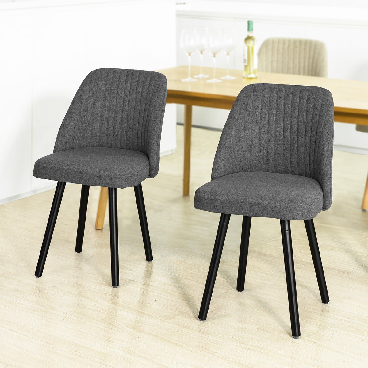 SoBuy FST84-HG x2 Set de 2 Scaune de Sufragerie Scaun de Bucătărie Scaun pentru Vizitatori cu Șezut Tapițat