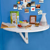 SoBuy FWT10-W Table murale rabattable en bois, Table de cuisine pliable, Table enfant demi-ronde, Blanc