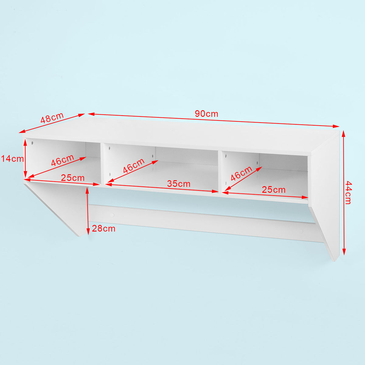 SoBuy FWT14-W Table murale Table de cuisine Bureau informatique avec 3 compartiments