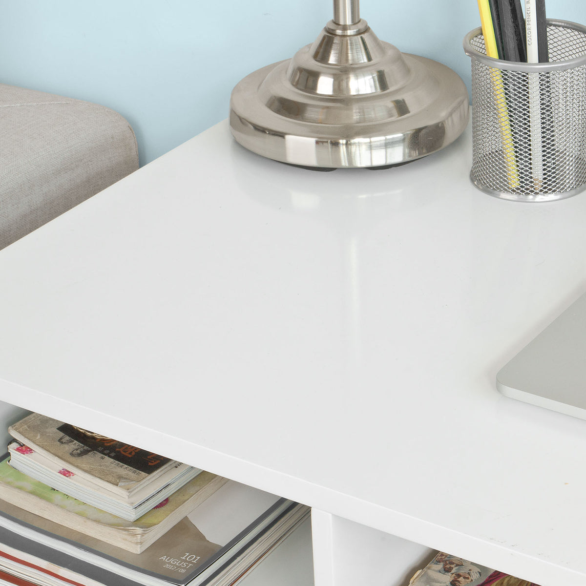 SoBuy FWT14-W Table murale Table de cuisine Bureau informatique avec 3 compartiments