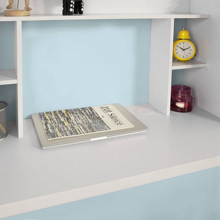 SoBuy FWT18-W Table murale Bureau avec Étagère intégrée Armoire de rangement Blanc