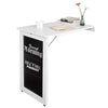 SoBuy FWT20-W Masă de perete rabatabilă, pliabilă cu tablă memo extensibilă, care economisește spațiu, pentru bucătărie, birou și spații mici, Alb 50cm x 75cm x 76cm