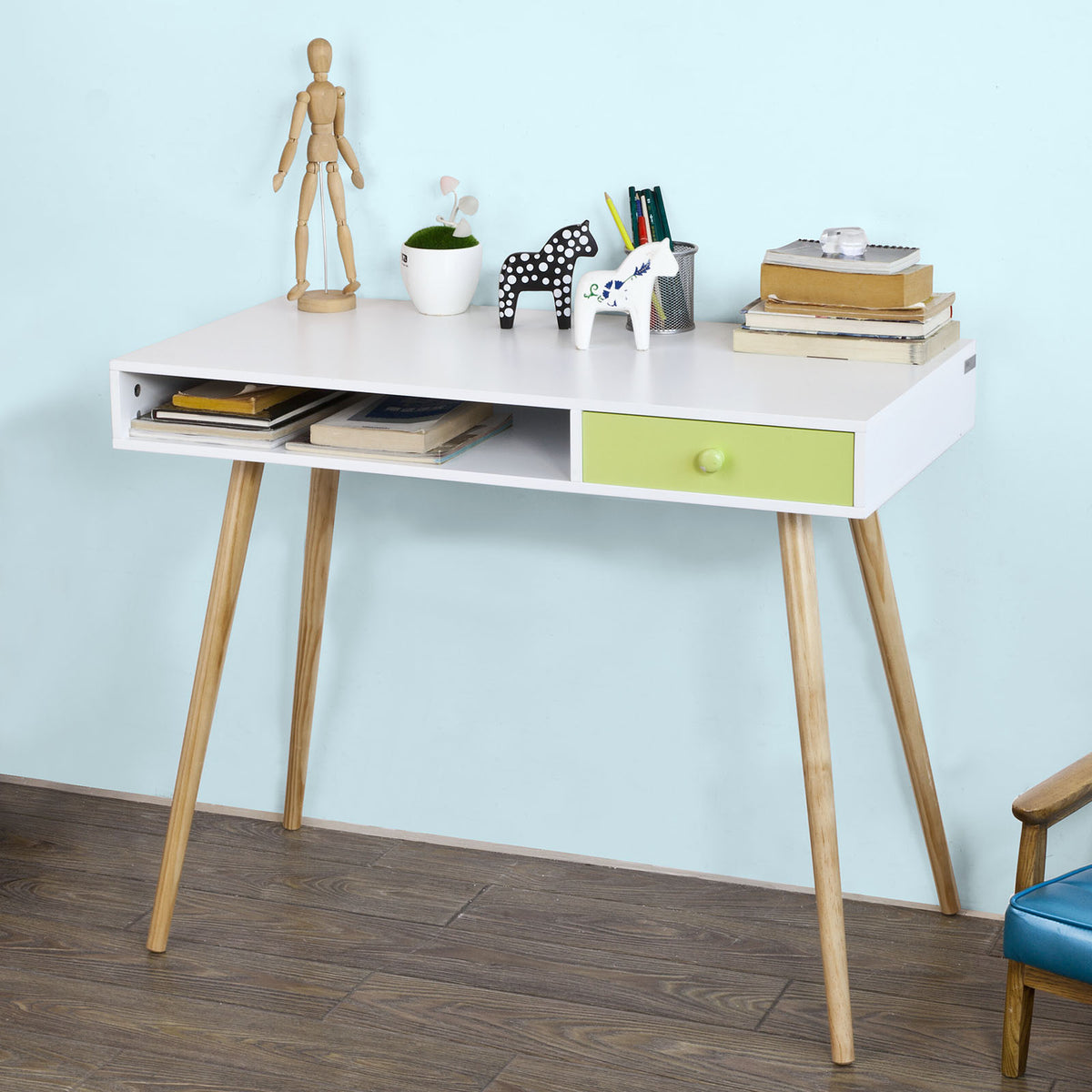 SoBuy FWT24-W Bureau Console ordinateur Table d'appoint Secrétaire Informatique