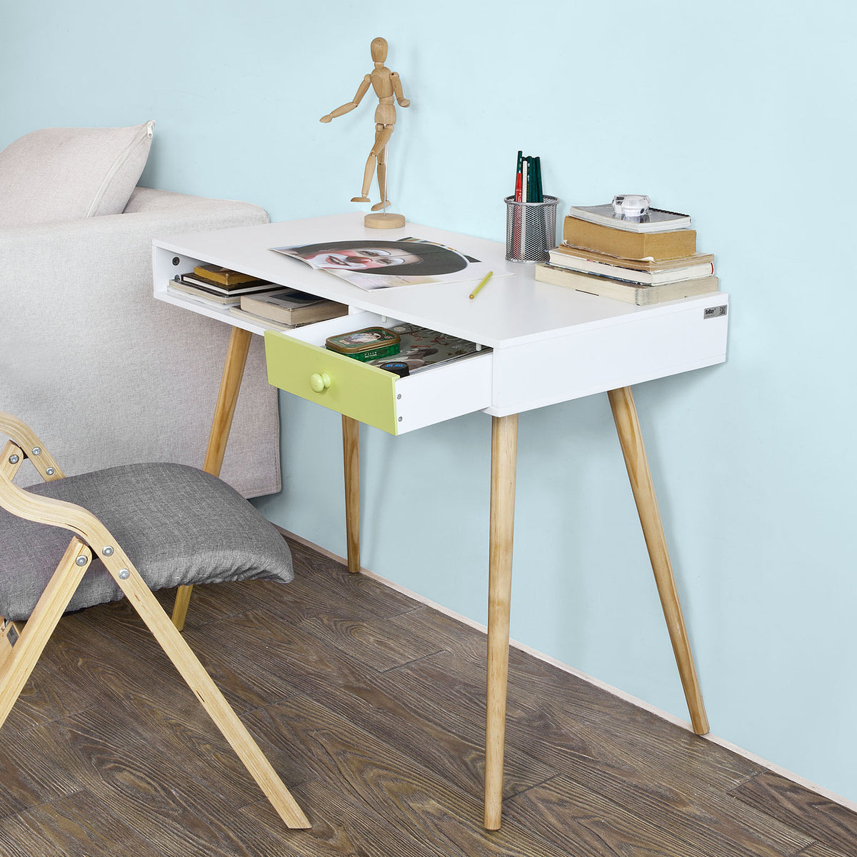 SoBuy FWT24-W Bureau Console ordinateur Table d'appoint Secrétaire Informatique