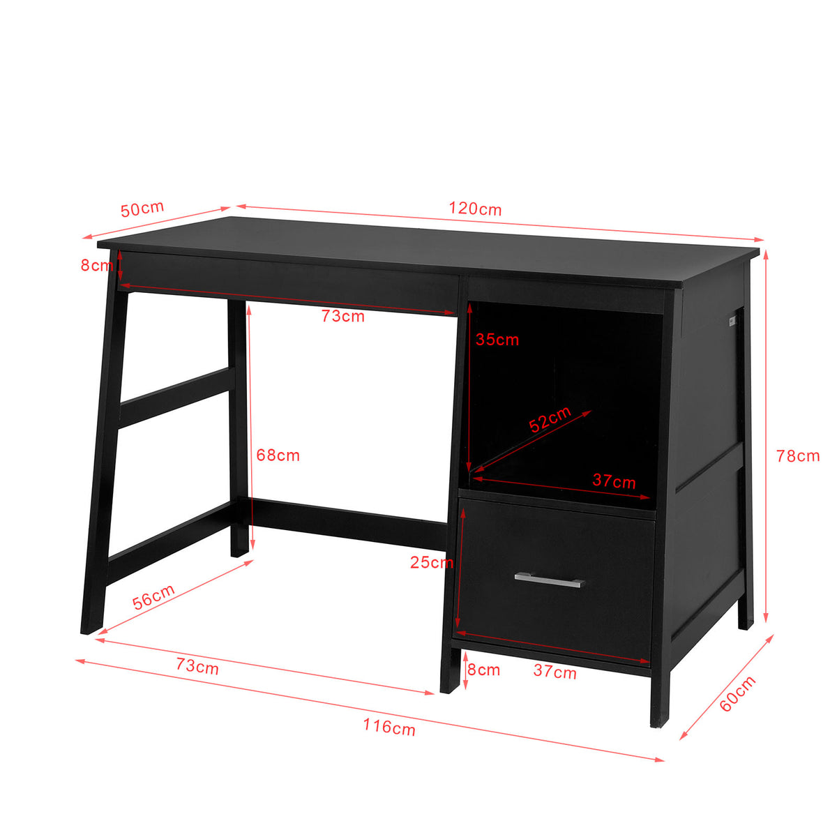 SoBuy FWT38-Sch Table de Bureau Informatique Poste de Travail Bureau d'Ordinateur