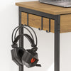 SoBuy FWT43-N Birou Mic cu 1 Sertar și 2 Cârlige Birou Gaming cu Etajere de Depozitare Birou Multifuncțional pentru Dormitor Masă Gaming Natur 60x40x77cm