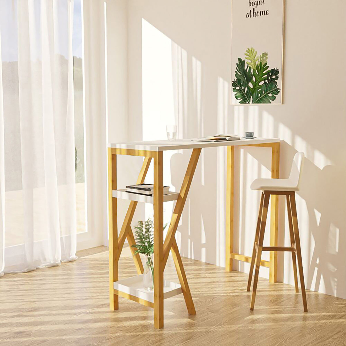 SoBuy FWT56-W Table de Bar Table Haute de Bar Mange-Debout Cuisine
