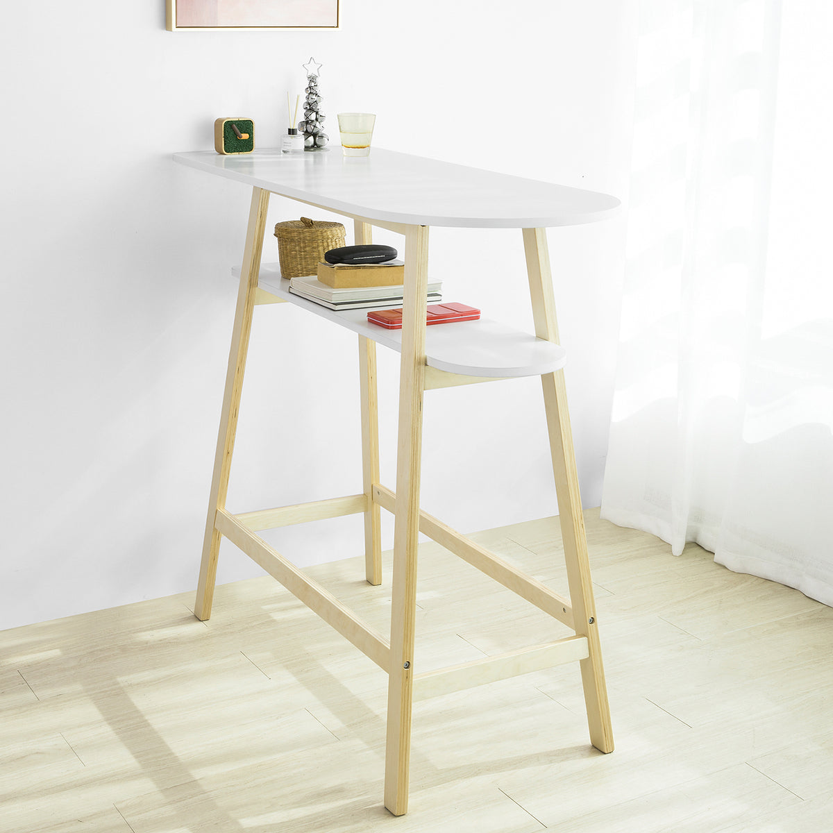 SoBuy FWT59-WN Masă de Bar Masă Înaltă de Bar Mâncător Bucătărie Masă de cafea Scandinavă