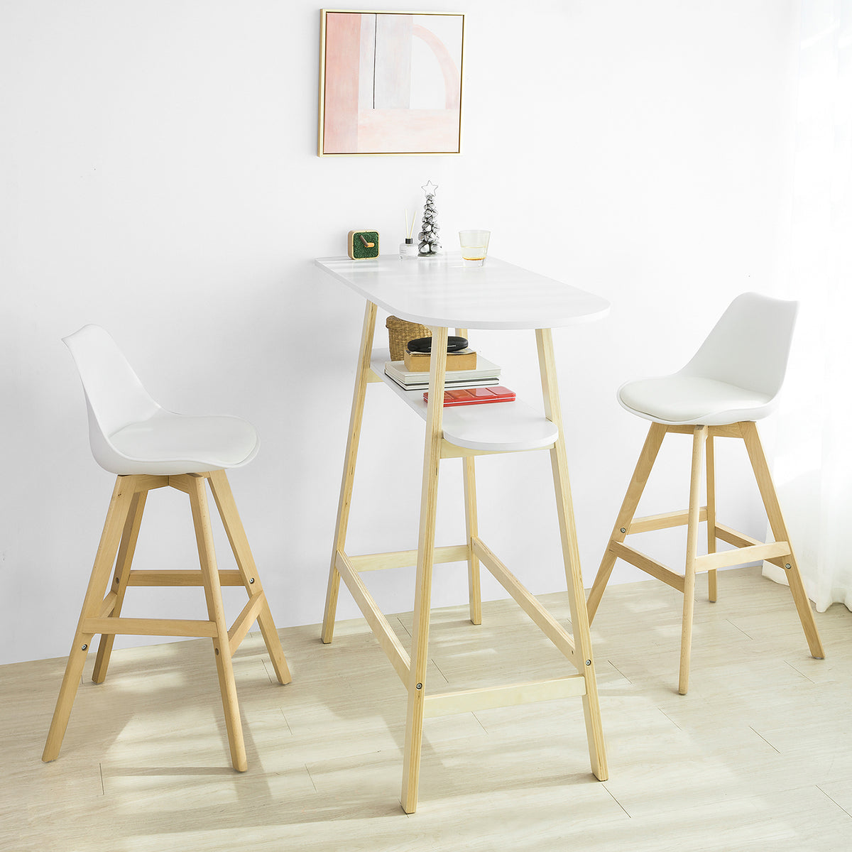 SoBuy FWT59-WN Masă de Bar Masă Înaltă de Bar Mâncător Bucătărie Masă de cafea Scandinavă