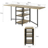 SoBuy FWT62-N Masă pliabilă cu 2 extensii și 3 rafturi de depozitare, Masă de bucătărie și sufragerie pliabilă, Economie de spațiu, 180 x 60 x 77 cm