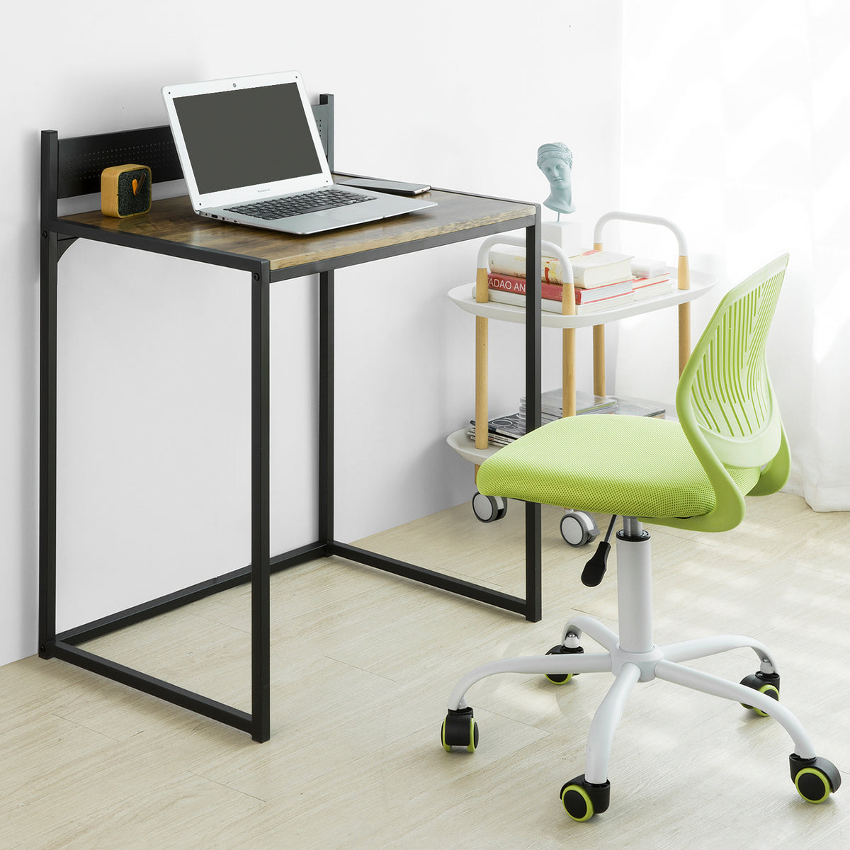 SoBuy FWT66-SCH Masă de Birou pentru Computer Stație de Lucru Masă de Studiu în Stil Industrial, Mărime Mică Economie de Spațiu