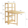 SoBuy FWT70-N Masă pliabilă pentru sufragerie cu rafturi laterale, Masă din lemn de hevea, Masă pliabilă, Masă din lemn pentru bucătărie, sufragerie, living și balcon, 60x98x126cm