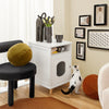 SoBuy HAT01-W Table d’Appoint, Bout de Canapé, Table de Chevet, Maison de Toilette pour Chat avec 1 Compartiment Ouvert et 1 Porte