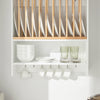 SoBuy KCR09-W Porte-Assiettes Murale Meuble de Rangement d'Assiettes Mural Etagère à Epices Etagere Murale pour Rangement Cuisine - avec 1 étagère supplémentaire et 7 Crochets, 64x24x71 cm