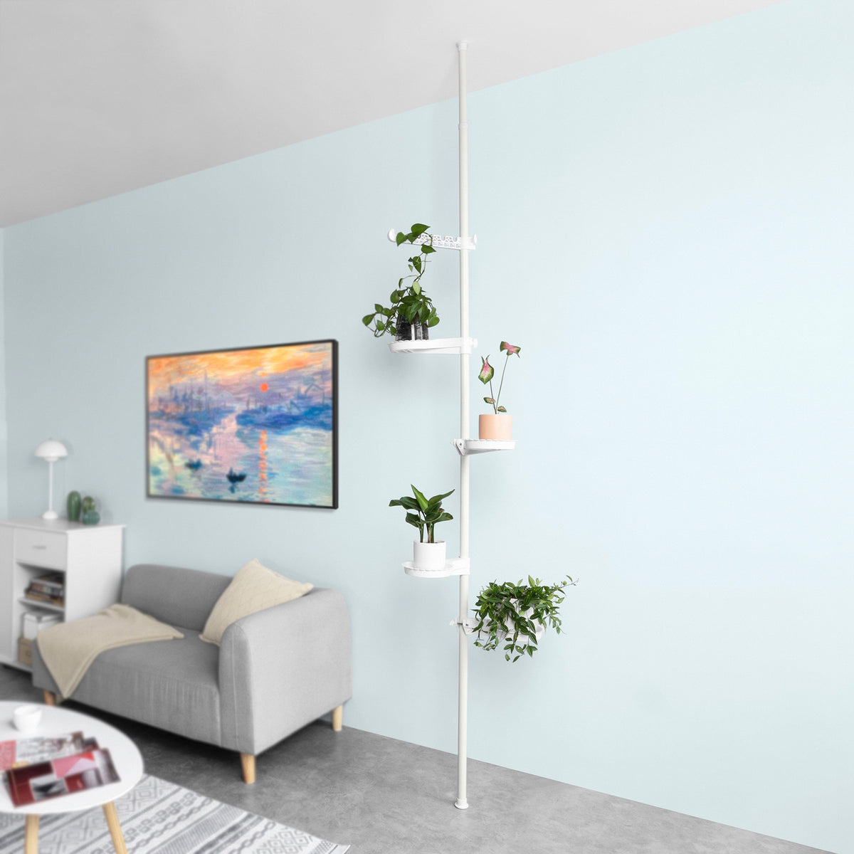 SoBuy KLS09-W Suport Telescopic Ghivece de Flori din Metal, Etajeră Suport Plante